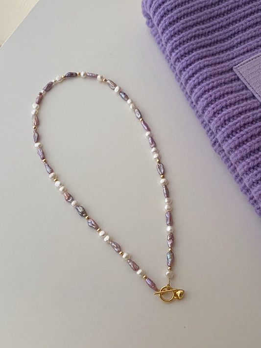 nature purple Keshi pearl necklace